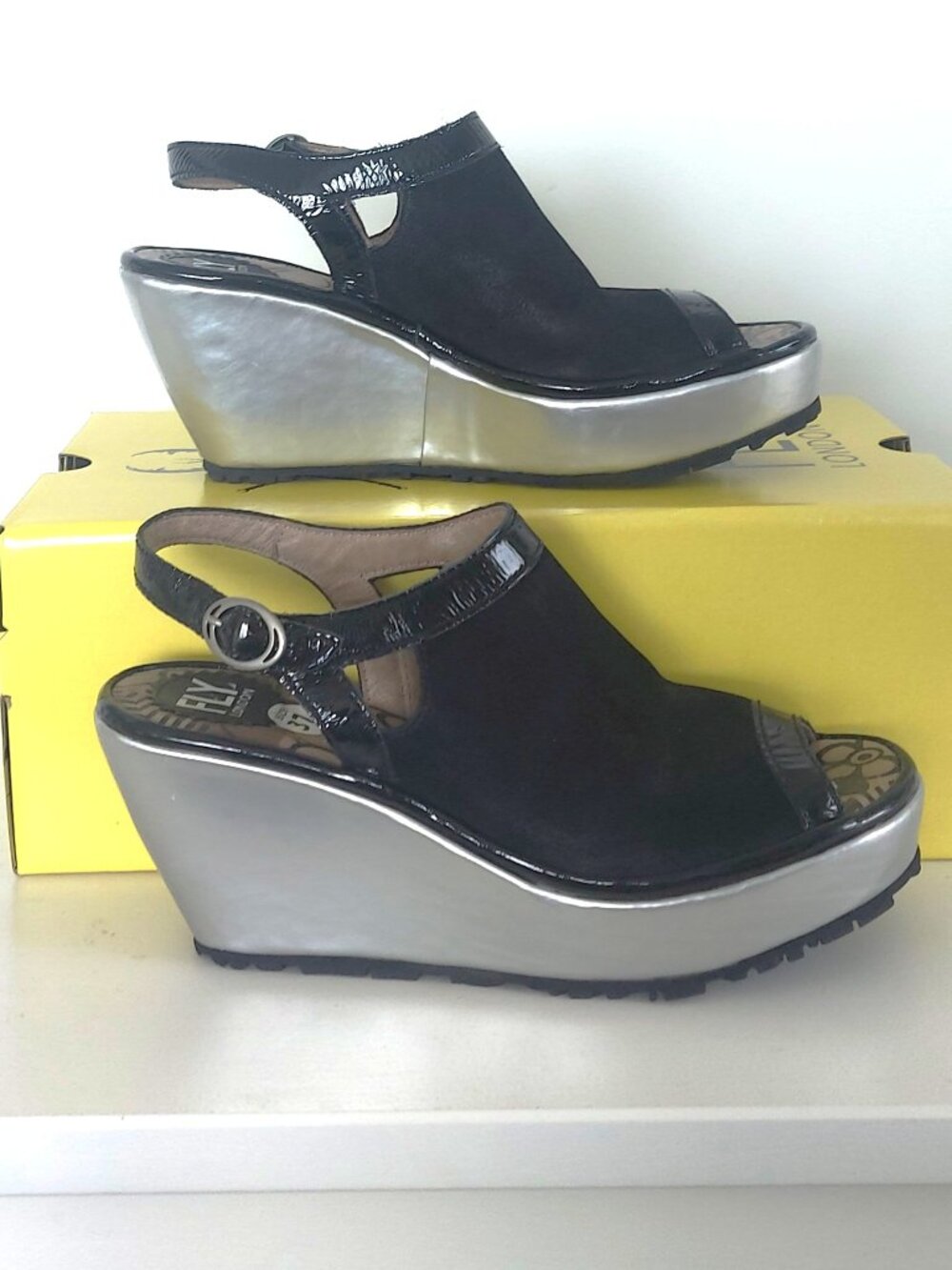 Fly Of London Platform Wedge Sandals - Size 37 (US 7)